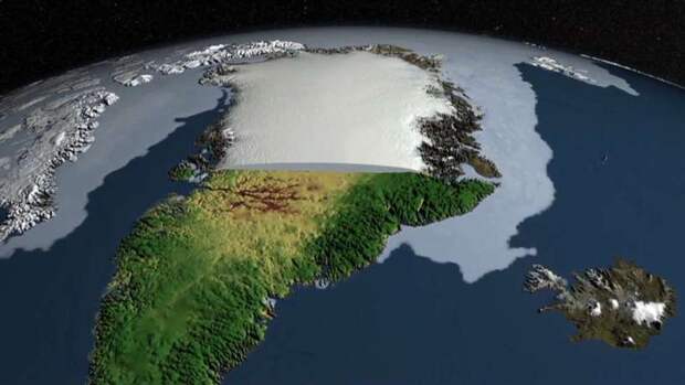 Как будет выглядеть остров Гренландия, когда на нем растает весь лед 