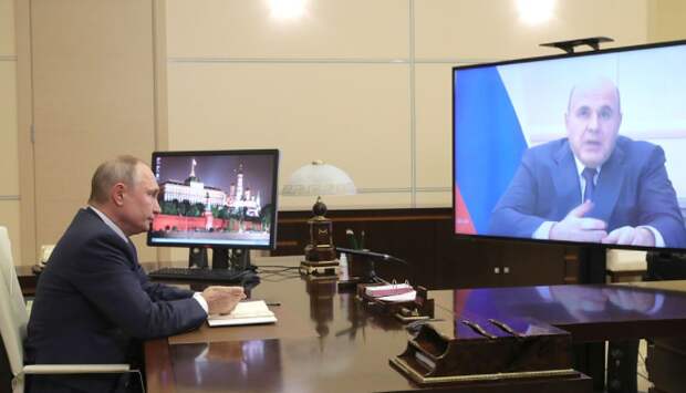 Рабочая встреча президента РФ Владимира Путина и председателя правительства Михаила Мишустина