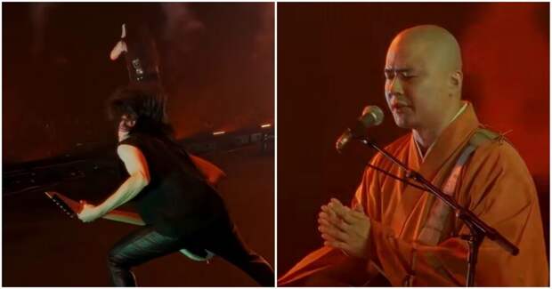 Буддийский монах на концерте металлистов