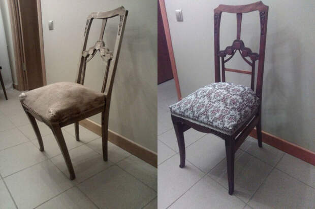 Картинки по запросу Заменил обшивку старого стула и получил оригинальную мебель