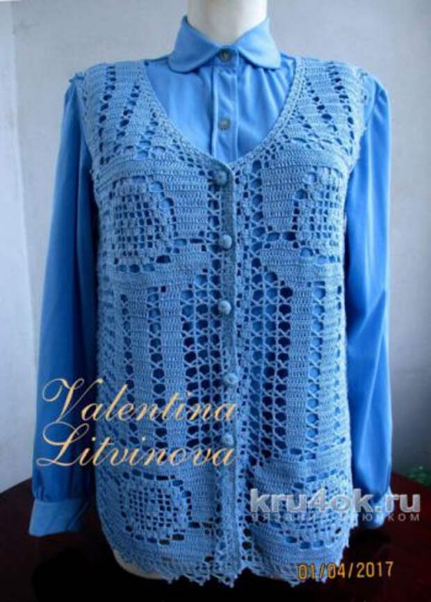 Вязаный крючком жилет