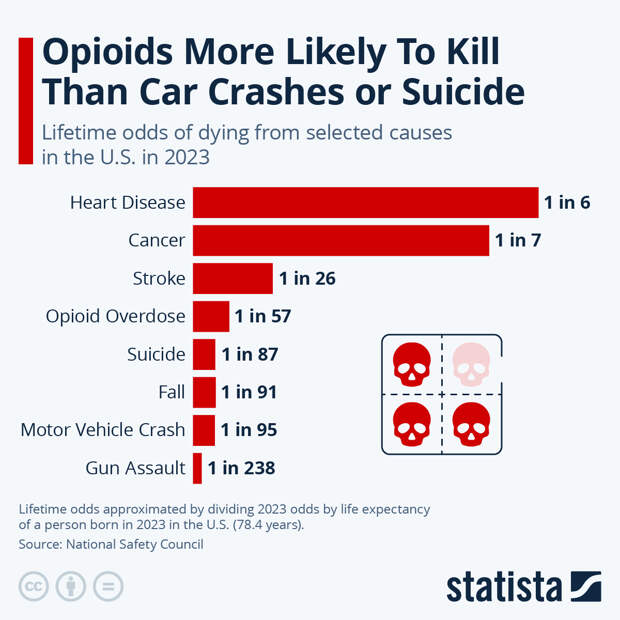 Infographic: Opioids More Likely to Kill Than Car Crashes or Suicide | Statista