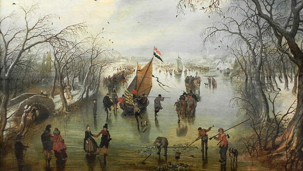 Хендрик Аверкамп, Зимний пейзаж с катаниями на льду, 1609. Фото: commons.wikimedia.org