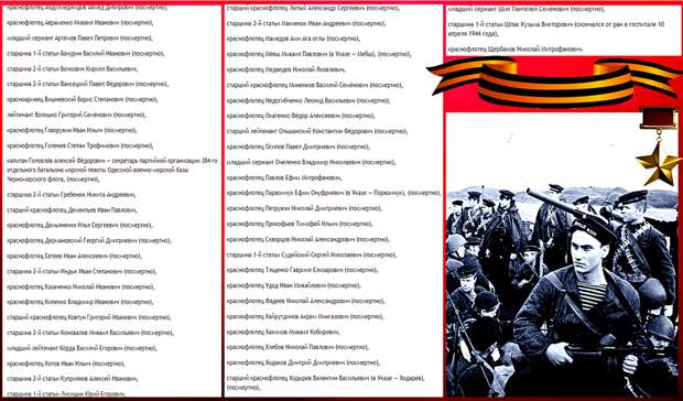 Список известных на сегодняшний день участников десанта.