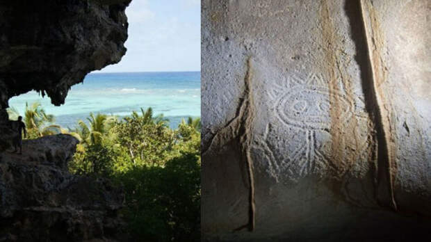 Наскальные рисунки народа Таино в пещерах острова Мона