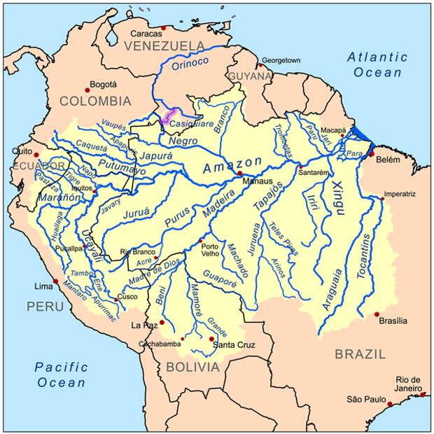 Амазонка на карте