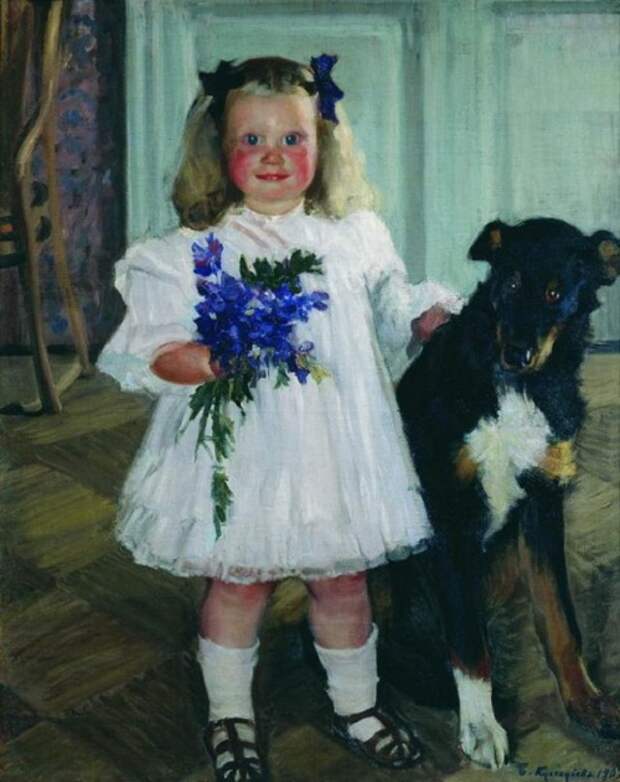 Портрет Ирины Кустодиевой с собакой Шумкой. (1907). Автор: Б.М.Кустодиев. Портрет Ирины Кустодиевой с собакой Шумкой. (1907). Автор: Б.М.Кустодиев.