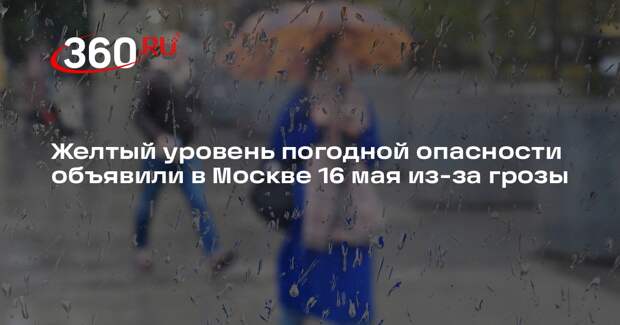 Желтый уровень погодной опасности объявили в Москве 16 мая из-за грозы