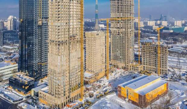 Кладка стен полностью выполнена в 55-этажном корпусе в Бутырском районе