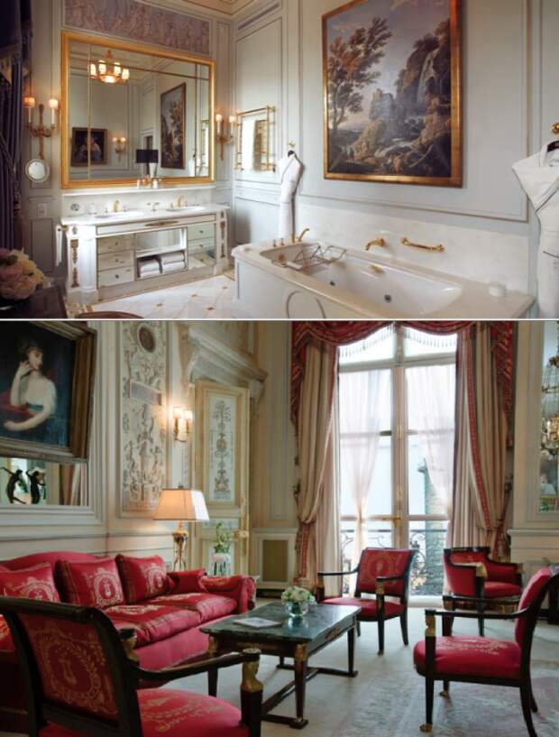 Площадь роскошного королевского люкса составляет 250 кв. м (Suite Impеriale, Ritz Paris).
