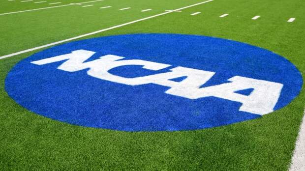 NCAA logo on football field