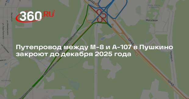 Путепровод между М-8 и А-107 в Пушкино закроют до декабря 2025 года