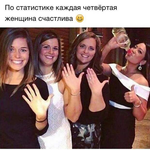Это только кажется, что та, которая с бутылкой - счастлива  девушки, замужество, прикол, юмор