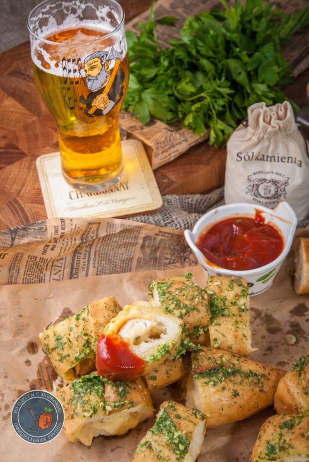 Багет с курицей, сыром и чесночным маслом кулинария, рецепт, длиннопост, еда, из Одессы с морковью, закуска, багет, пятничный тег моё