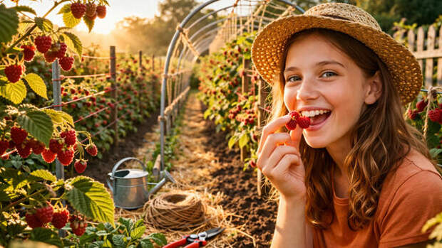 Забытый метод из СССР: как подвязать малину один раз и на 20 лет, не потратив ни рубля