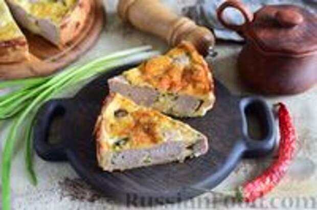 Фото к рецепту: Киш с мясными фрикадельками и зелёным луком