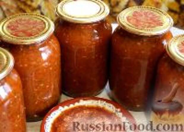 Фото к рецепту: Аджика с яблоками и сливами