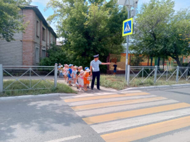 В Оренбургской области дошкольники под руководством Госавтоинспекции осваивали правила безопасного перехода улицы