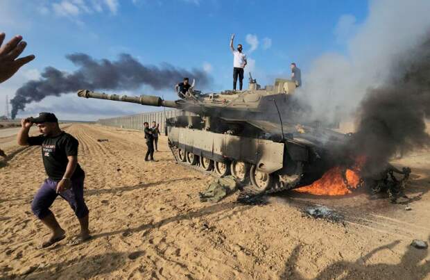 Поражённый израильский танк из советского РПГ
