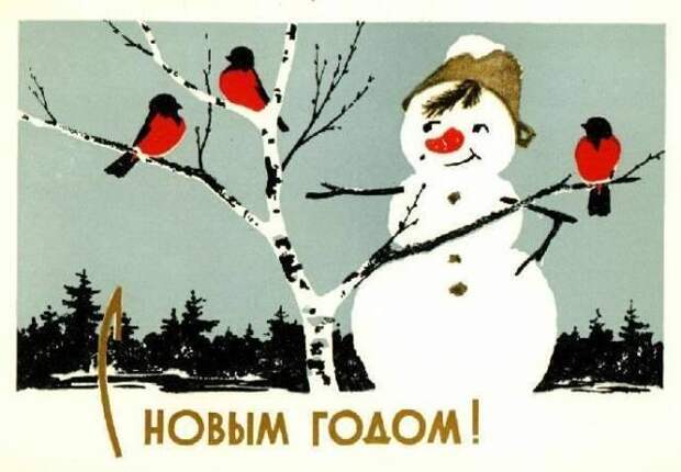 Новогодние снеговики на открытках создают праздничное настроение