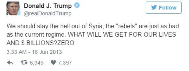 15 раз, когда Трамп говорил, что США не должны бомбить Сирию
