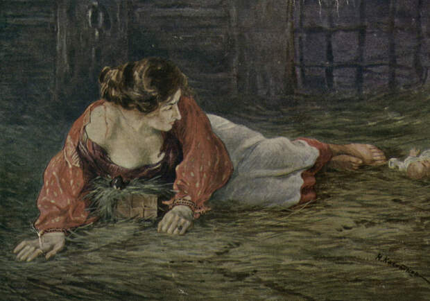 Николай Касаткин "Крепостная актриса в опале", 1910 год. 