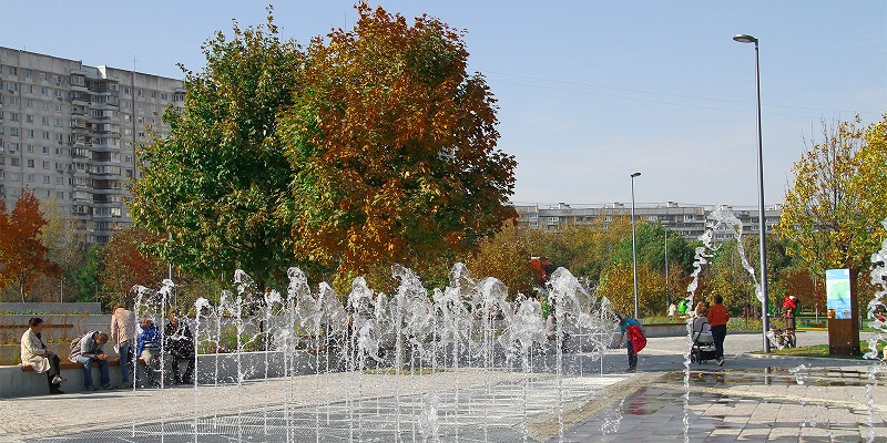 Мосгорпарк, парк «Садовники», сухой фонтан, Фонтанная площадь