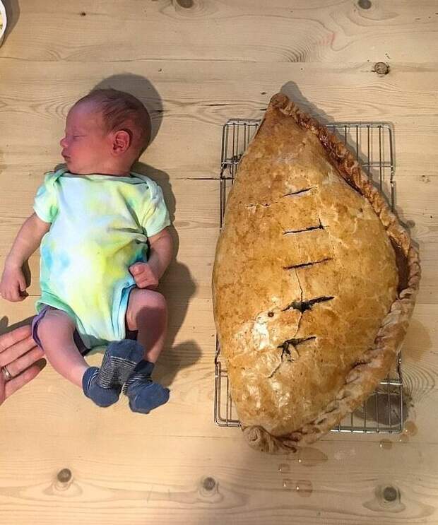 Отец испек пирог размером со своего новорожденного сына