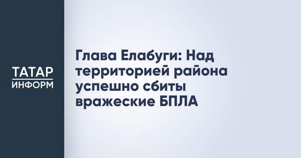 Глава Елабуги: Над территорией района успешно сбиты вражеские БПЛА