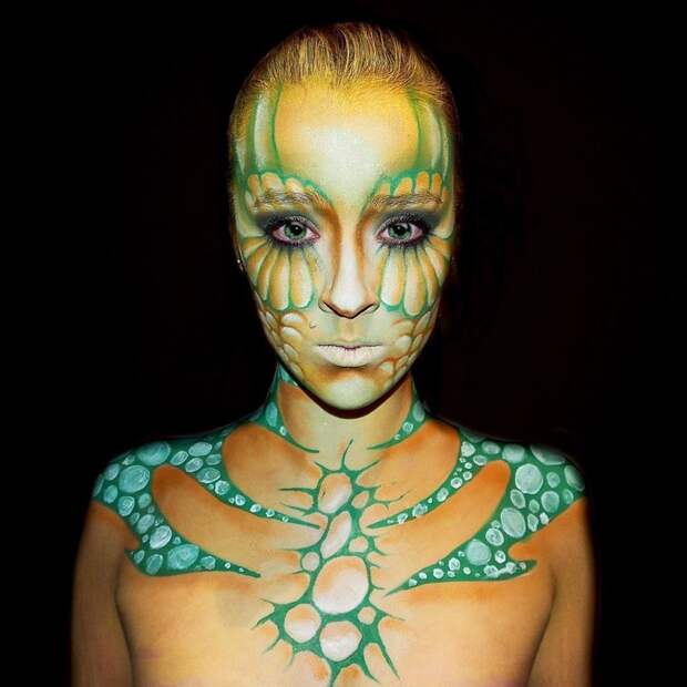 Австралийская художница создает на собственном теле фантастический боди-арт боди-арт, художница