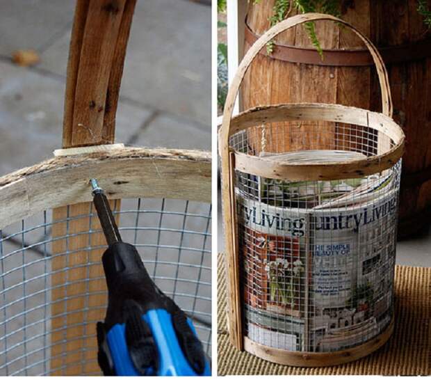 Использовать мелкоячеистую сетку возможно для создания великолепных держателей газеты корзину.