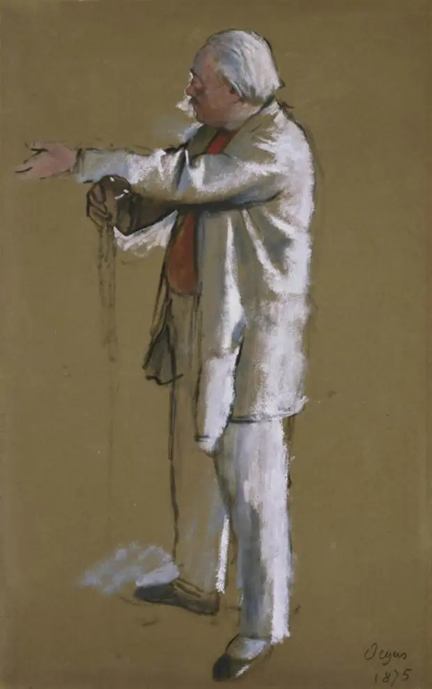 Балетмейстер Жюль Перро, масляная краска на коричневой тканой бумаге, Эдгар Дега, 1875 год. \ Фото: mobile.twitter.com.
