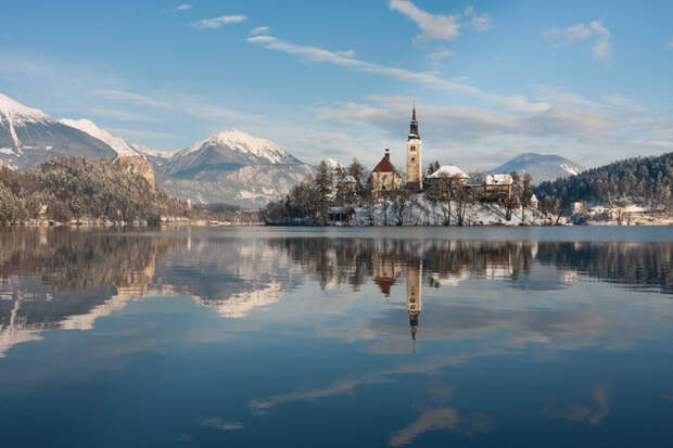 Озеро Блед зимой, Словения