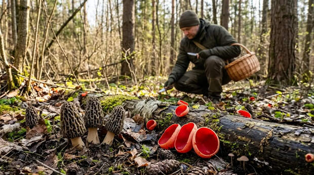 В лесах Подмосковья появились первые весенние грибы