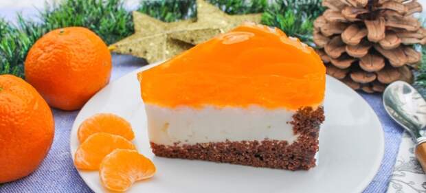 торт с мандаринами и желе