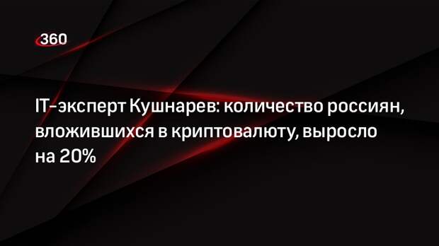 IT-эксперт Кушнарев: количество россиян, вложившихся в криптовалюту, выросло на 20%