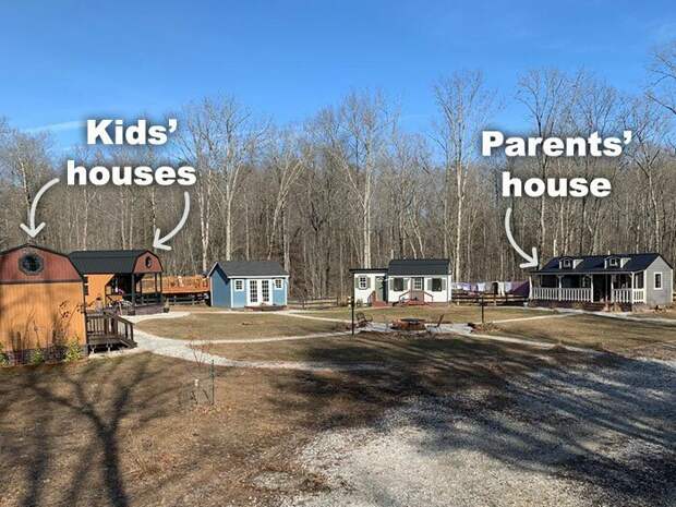 Слева - дома детей, справа - дом родителей