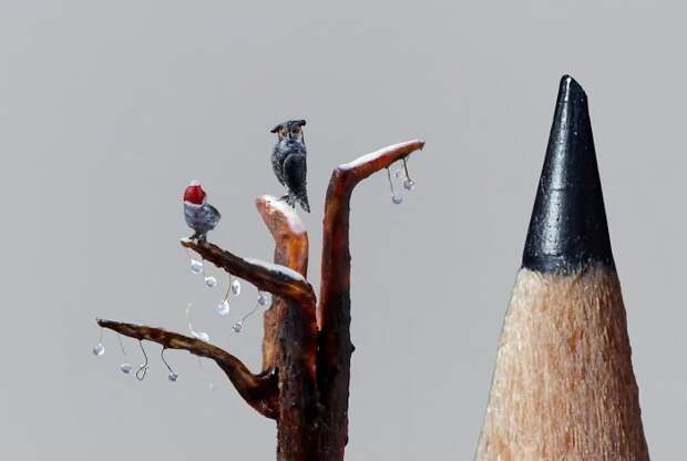 Совы красота, миниатюра, необычное, птицы, скульптура