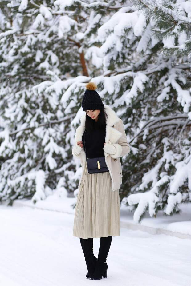 С чем носить зимнюю юбку? /Фото: i.pinimg.com