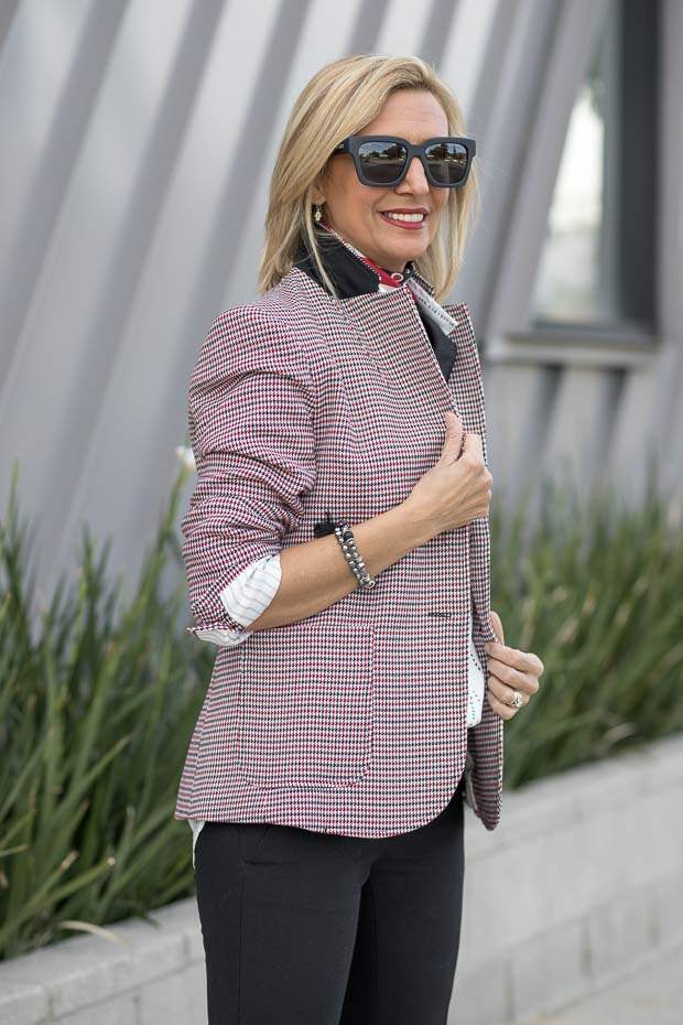 Womens Classic Houndstooth blazer styled by nora minassian jacket society