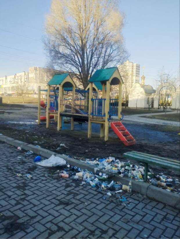 Состояние детской площадки возле Свято-Троицкого собора на Донском в