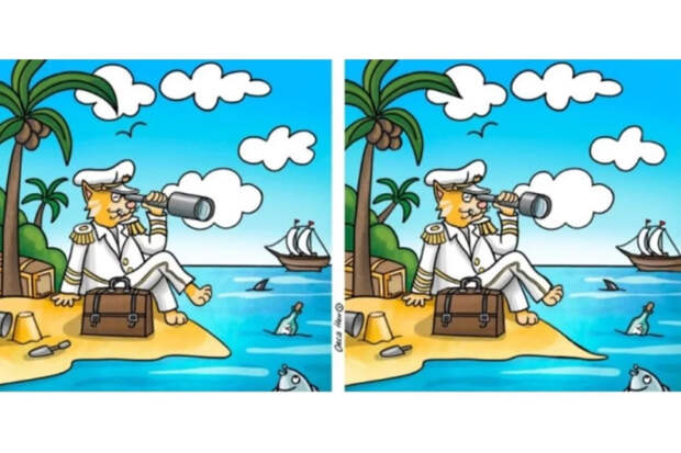 Морская загадка: найдите 11 отличий на картинках с рыжим капитаном за 44 секунды