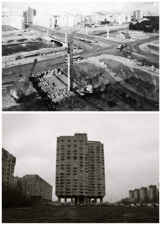 Строительство уникальных домов на опорах проходило в конце 80-х годов прошлого века (Новосмоленская набережная, Санкт-Петербург). | Фото: fishki.net.