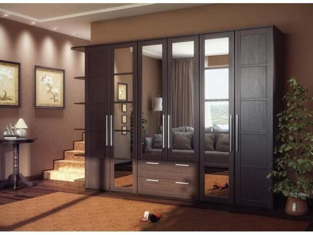 Вместительный шкаф из серии модульной мебели для гостиной комнаты.