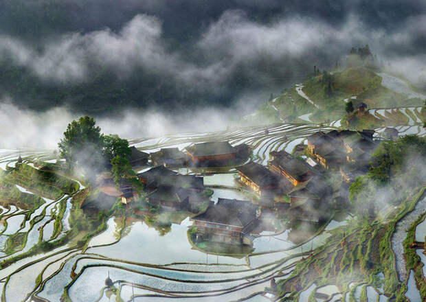 11. Деревня в тумане, Китай national geographic, вокруг света, природа, фотография