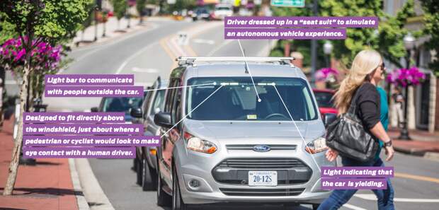 Here's what the light bar and disguised car look like on the road.