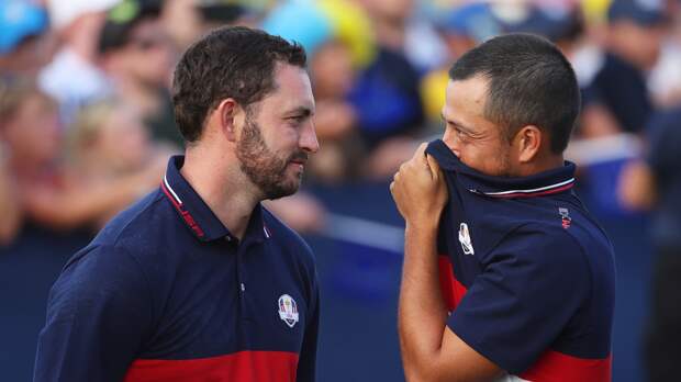 Xander Schauffele speaking to Patrick Cantlay