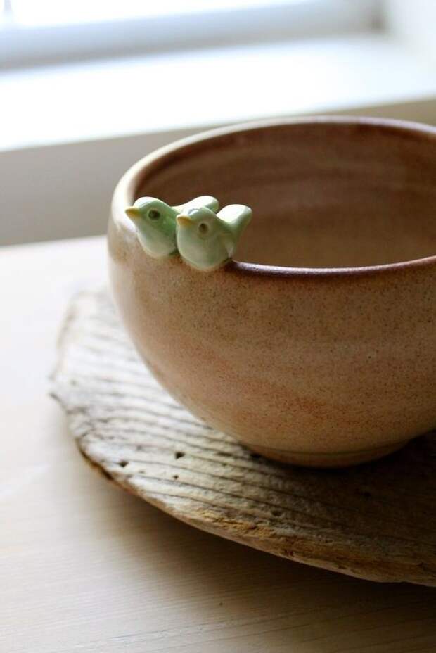 pottery bird bowl: