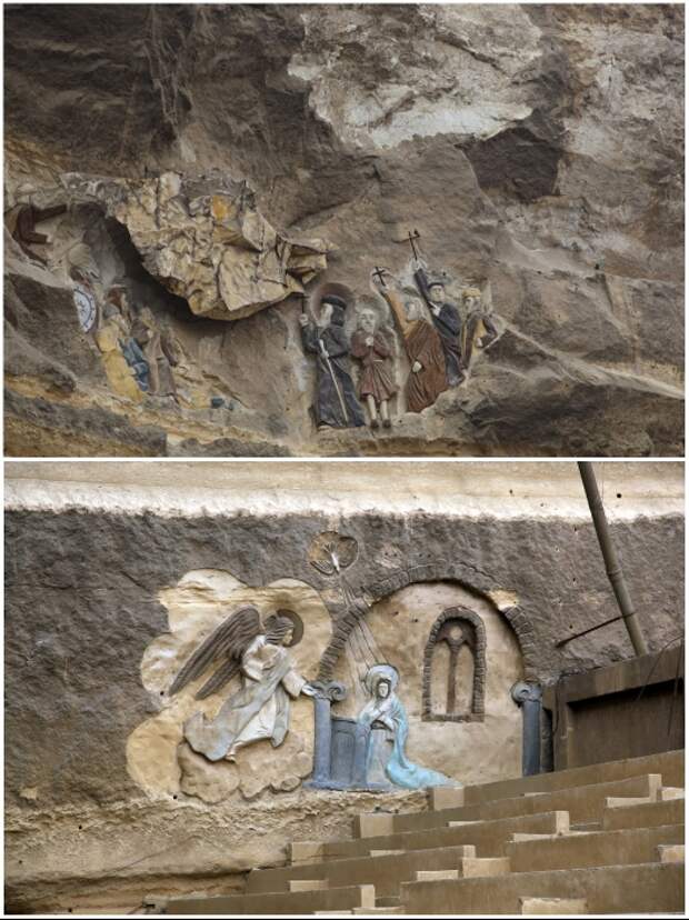 Лики святых украшают стены и своды подземных монастыря и церквей (комплекс Мукаттама, Египет). | Фото: hram-sokol.livejournal.com.