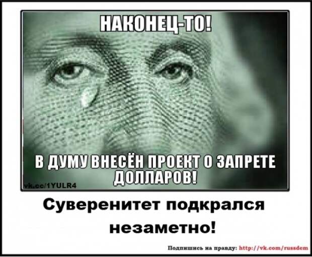 Новости: В Госдуму внесён проект о запрете долларов!